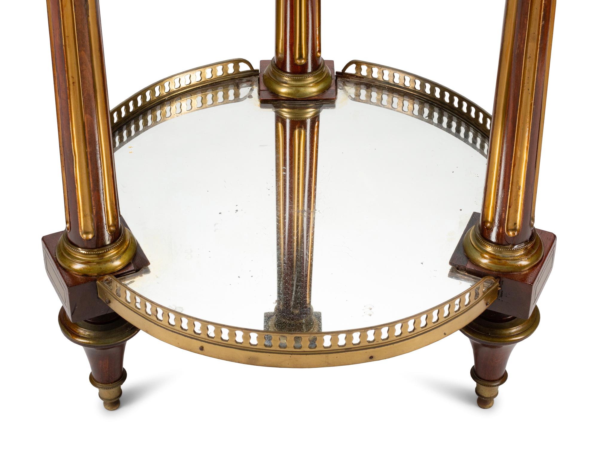 A Louis XVI Brass Inlaid Mahogany Mirror-Top Table en Chiffonier