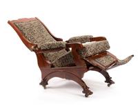 A Northern European Mahogany Metamorphic Armchair Height 45 x width 27 x depth 30 inches.