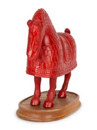 A Chinese Cinnabar Lacquer Armored Horse — EARLY 20TH CENTURY