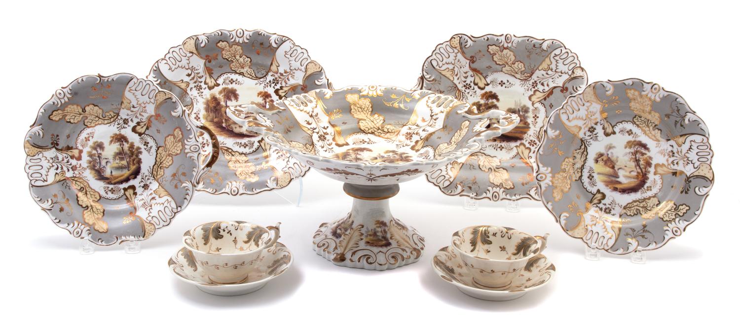An English Porcelain Part Dessert Service