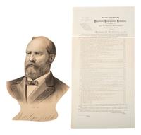 [GARFIELD, James A. (1831-1881)]. A group of cabinet cards, campaign circulars, advertising cards, and other ephemera from the 1880 presidential campaign, comprising: