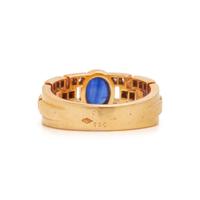 FRENCH, YELLOW GOLD, SAPPHIRE AND DIAMOND RING