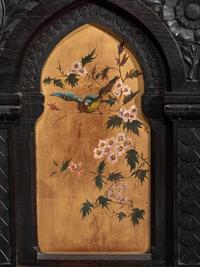 Cincinnati Art-Carved Bench with Inset Painted Panels, 1884