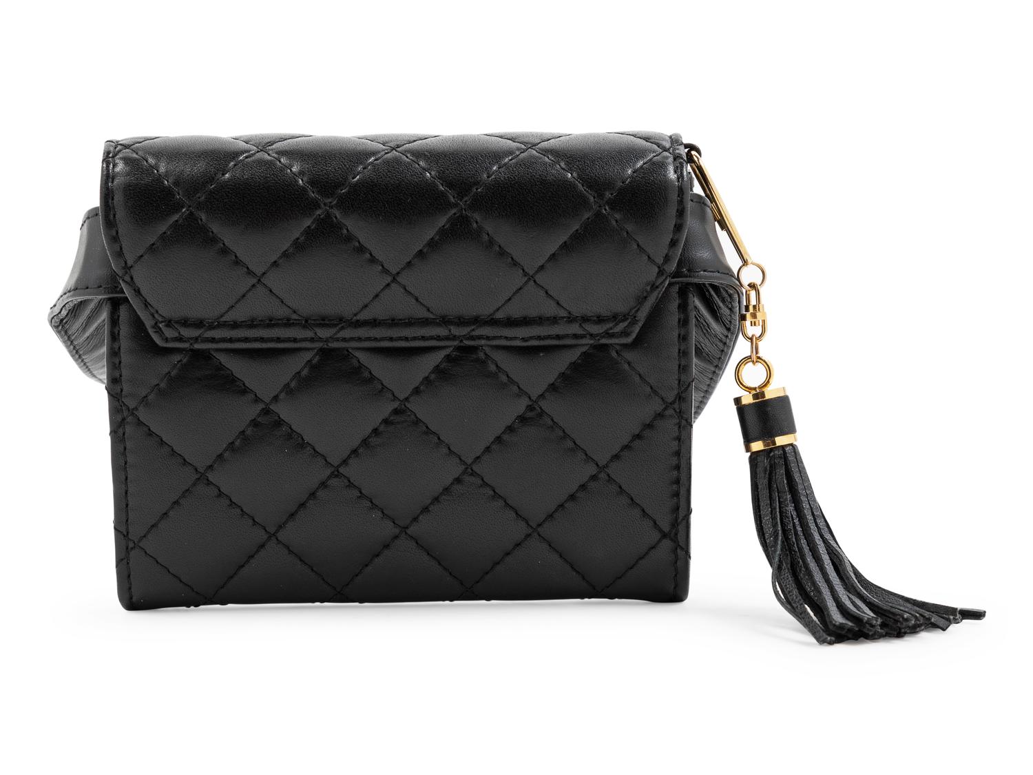 Balmain Black Leather Belt Bag, 1980-90s