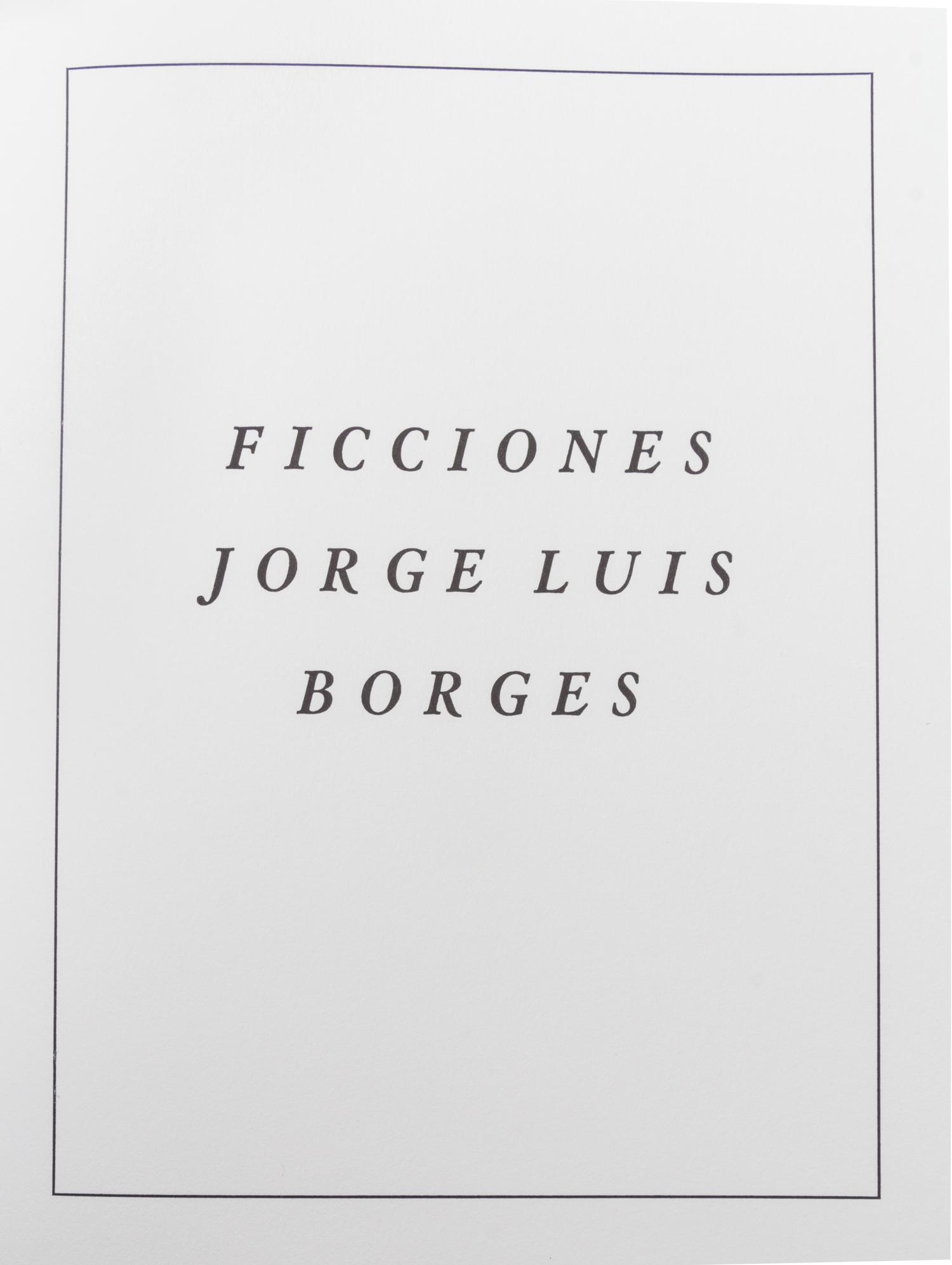(LEWITT, SOL) BORGES, JORGE. Ficciones. Limited Editions Club, 1984. Limited, signed.