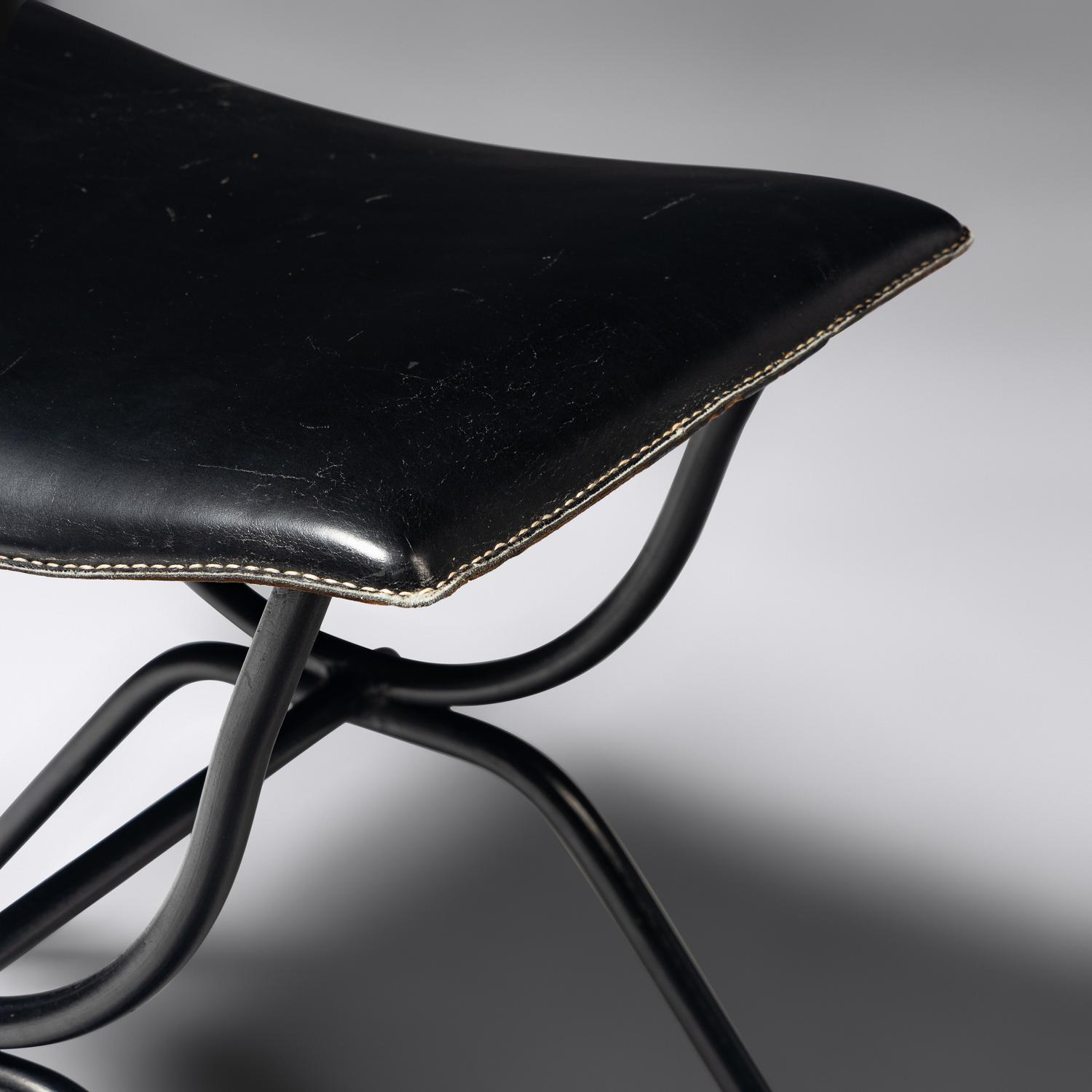 Leather Bench, c. 1950 France
