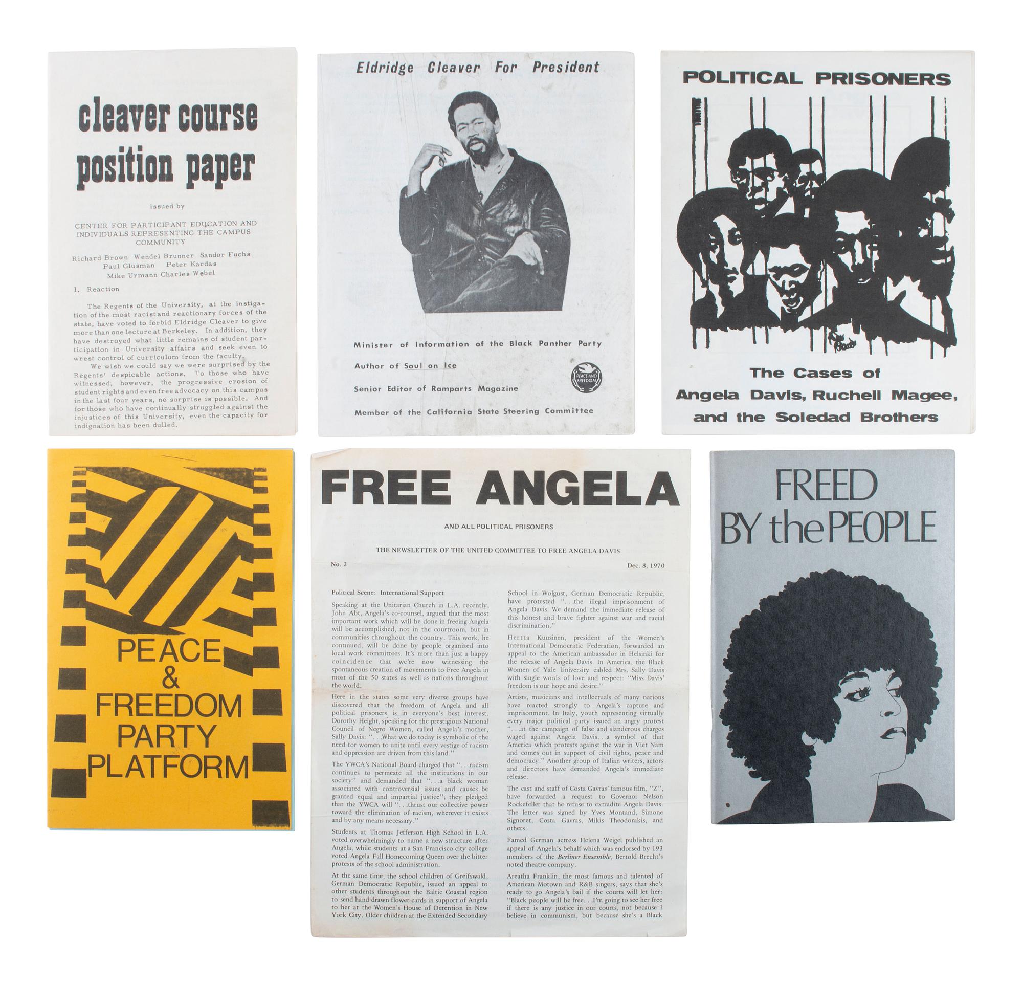 [BLACK PANTHER PARTY]. A group of 6 imprints related to Eldridge Cleaver and Angela Davis.