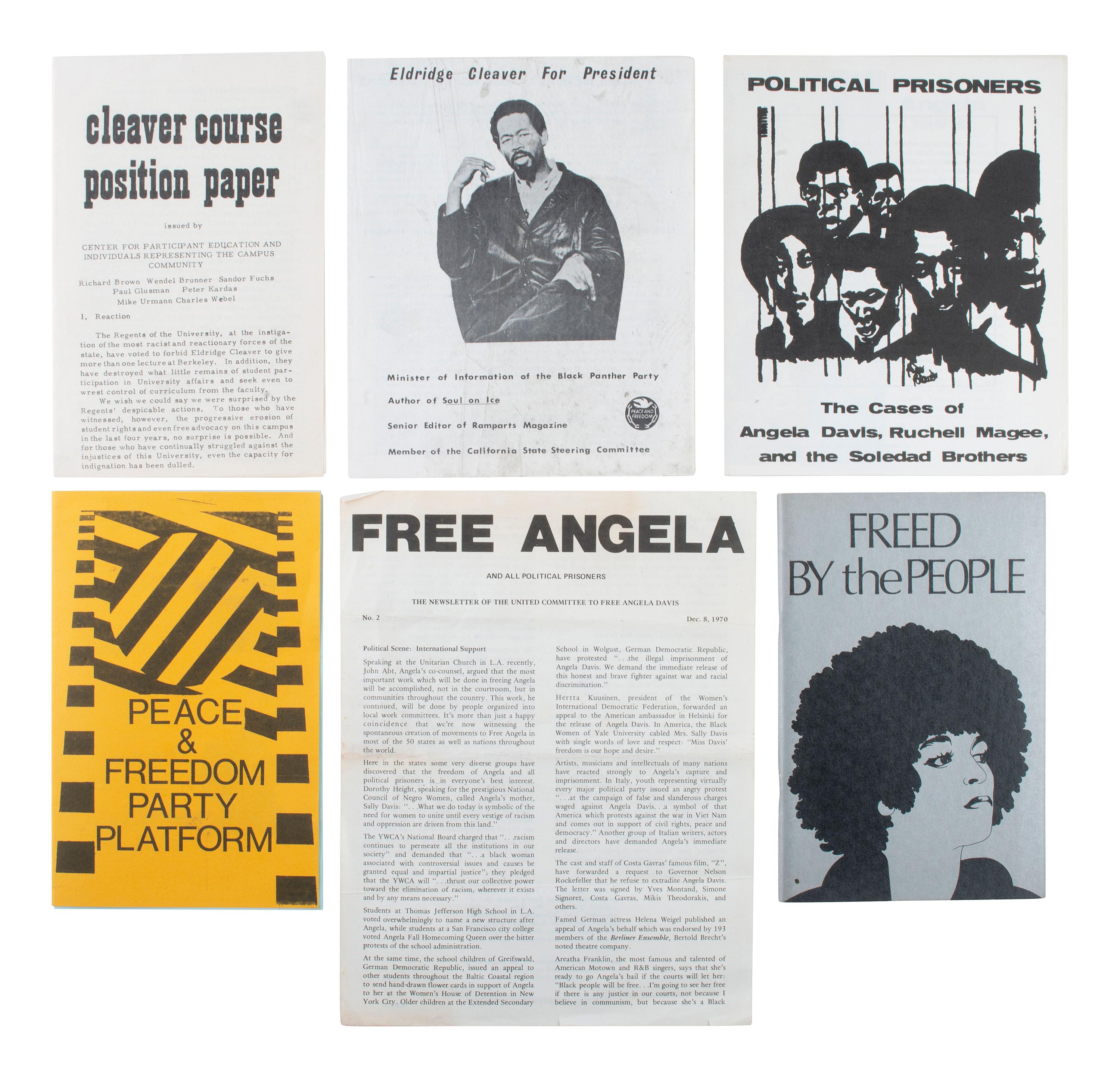 [BLACK PANTHER PARTY]. A group of 6 imprints related to Eldridge Cleaver and Angela Davis.
