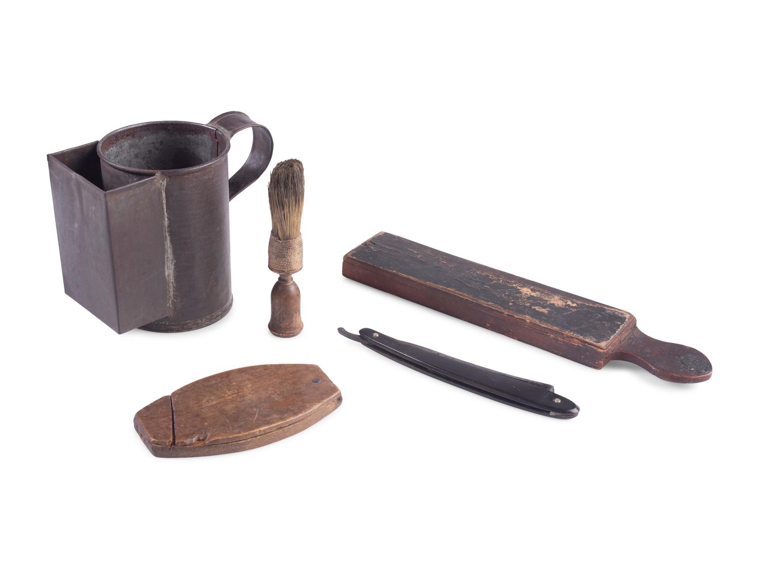 A group of 4 Civil War-period shaving accessories, comprising: