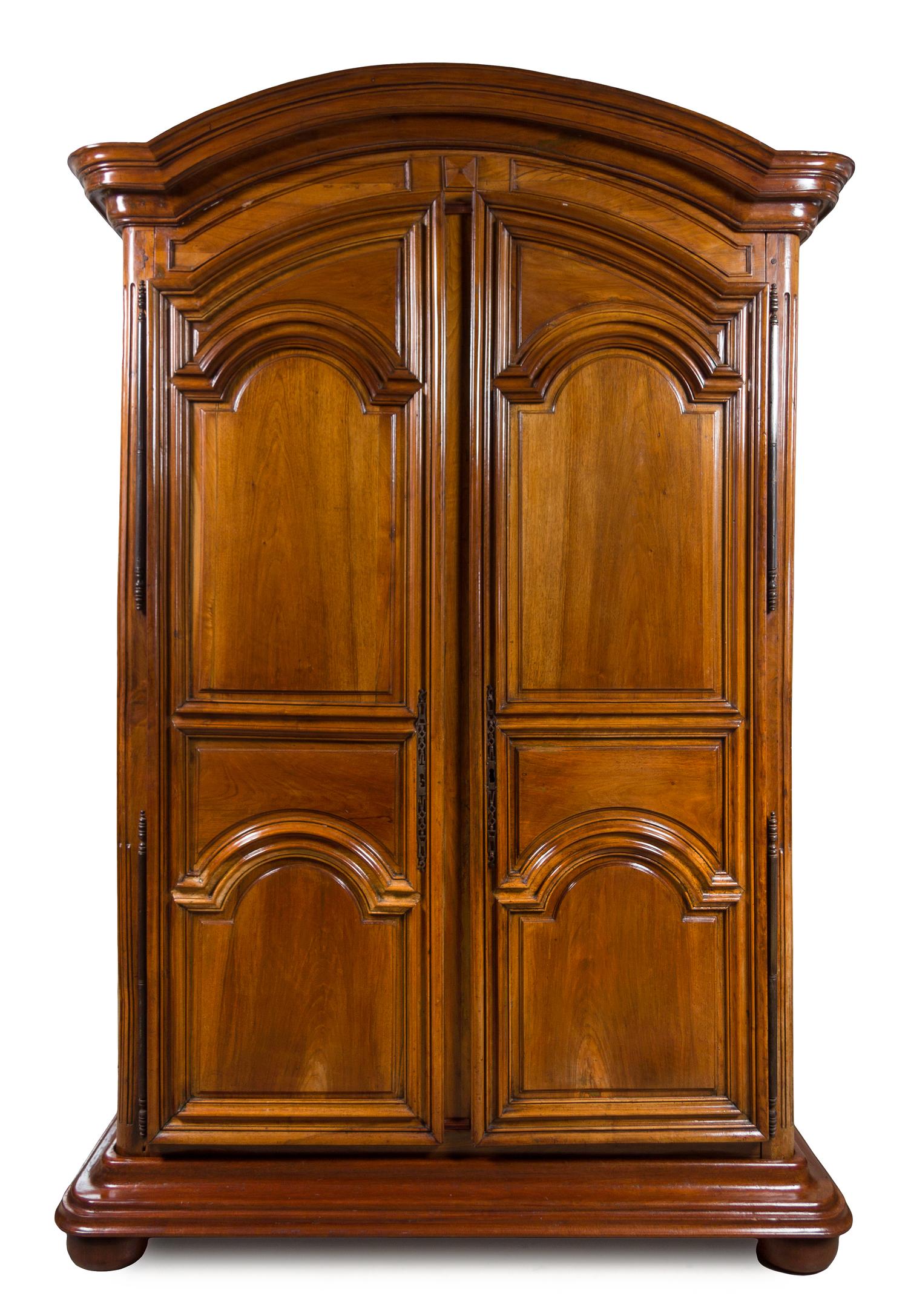 A French Provincial Walnut Armoire Height 97 x width 64 x depth 27 inches. — 18TH CENTURY