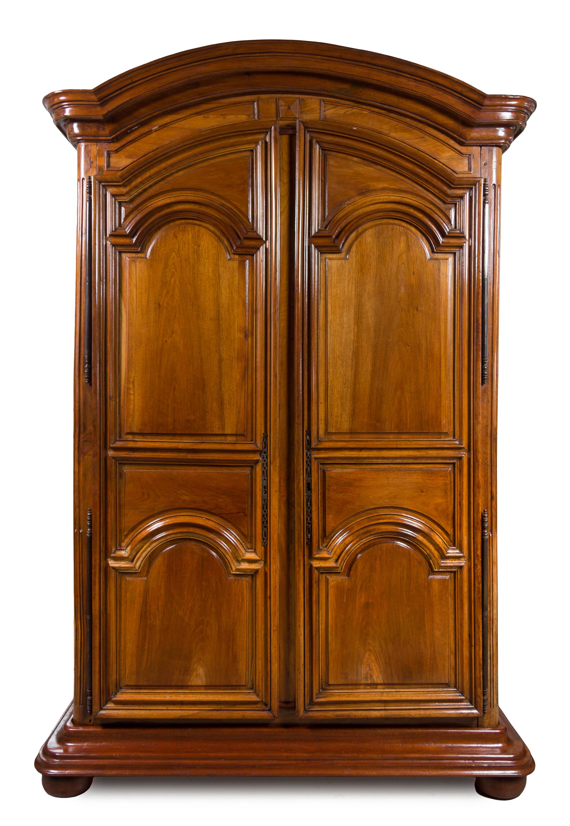 A French Provincial Walnut Armoire Height 97 x width 64 x depth 27 inches. — 18TH CENTURY