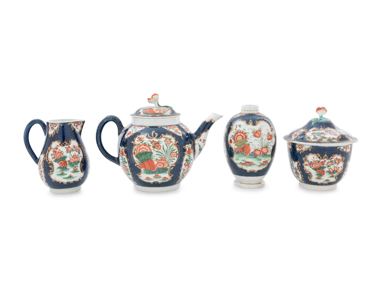 A Royal Worcester Painted and Parcel Gilt Porcelain Tea and Coffee Service