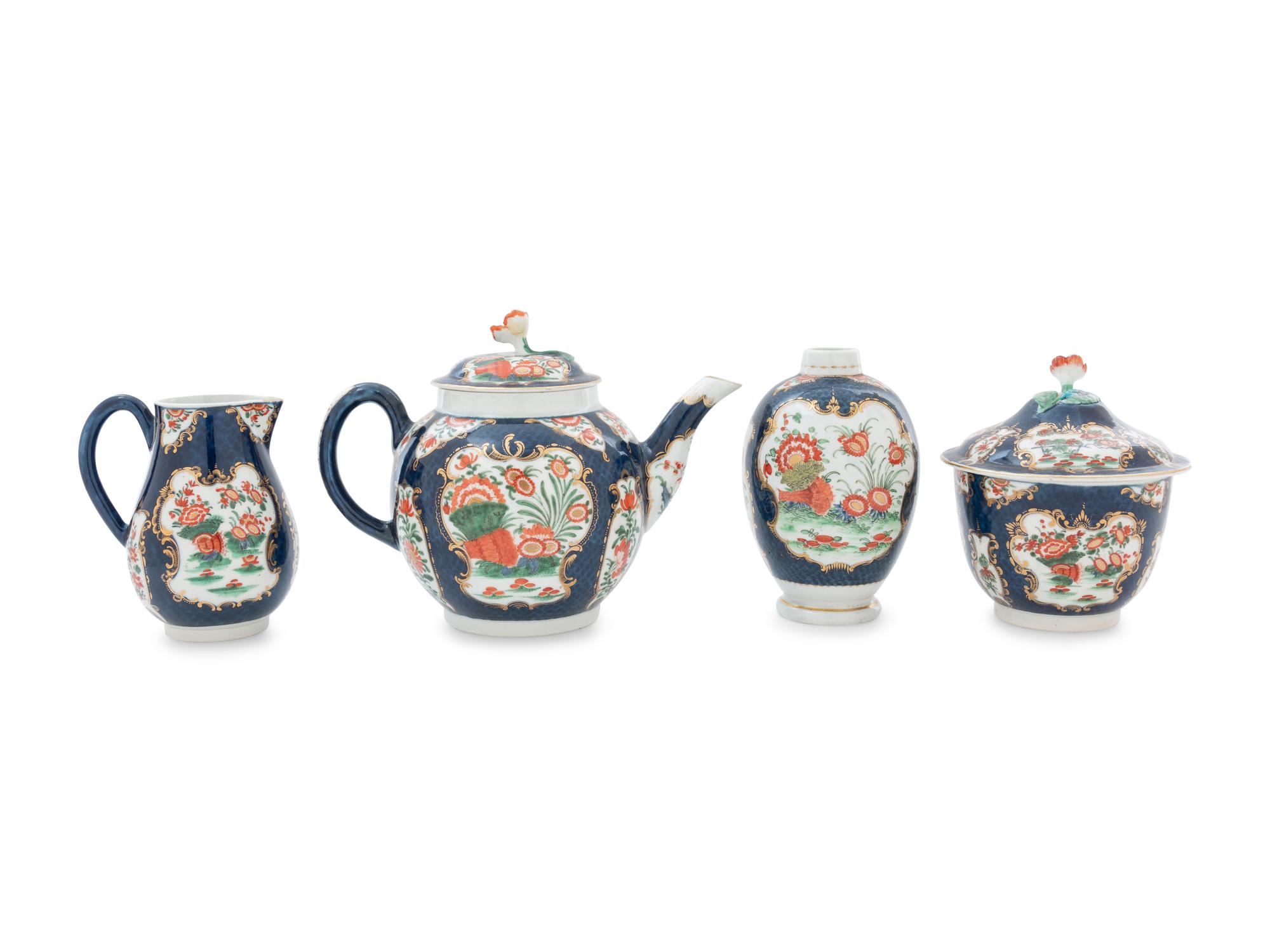 A Royal Worcester Painted and Parcel Gilt Porcelain Tea and Coffee Service