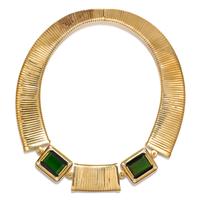 A Vintage 18 Karat Yellow Gold, Tourmaline and Diamond Collar Necklace, Weingrill, 136.10 dwts.