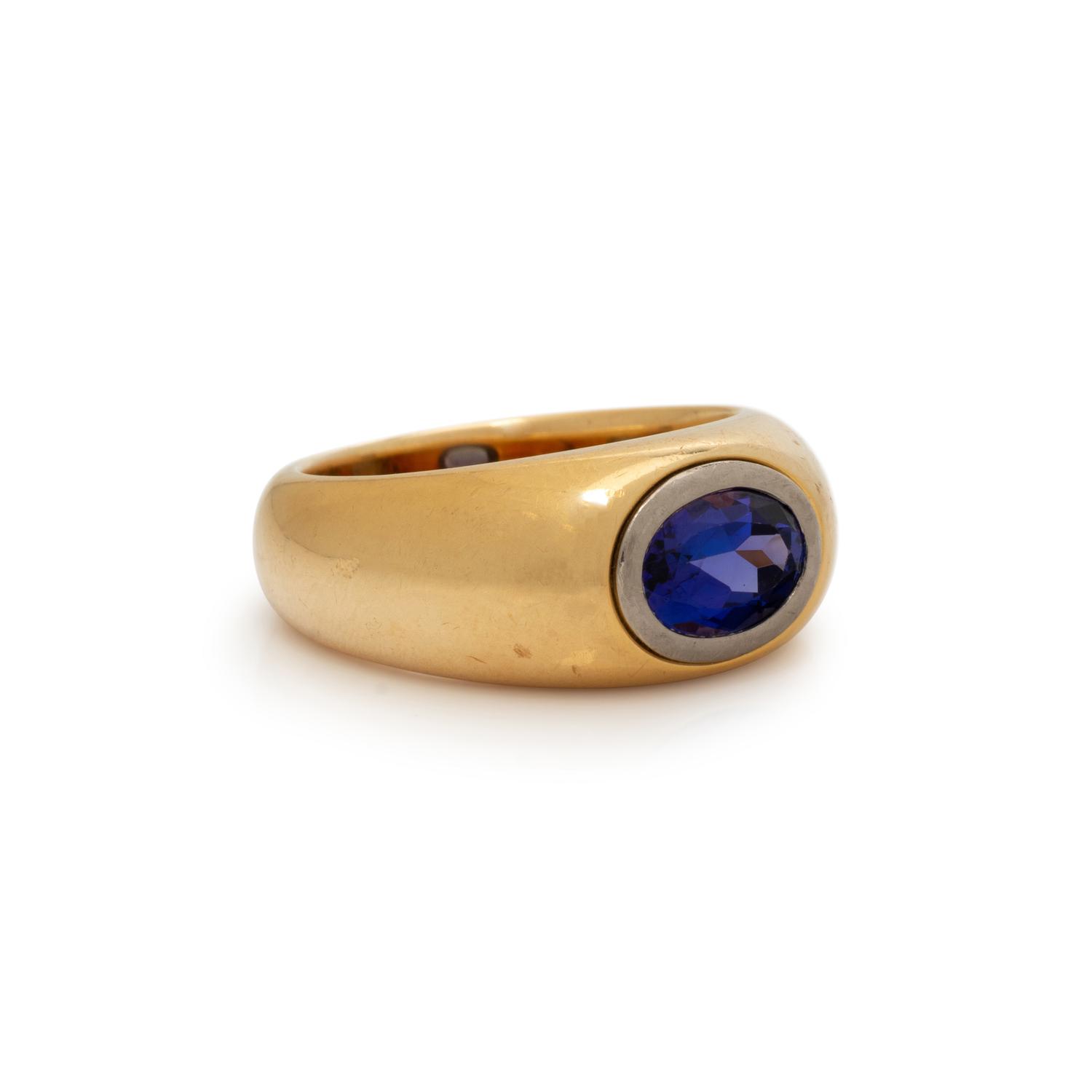 THOMAS LEYSER, BICOLOR GOLD AND TANZANITE RING