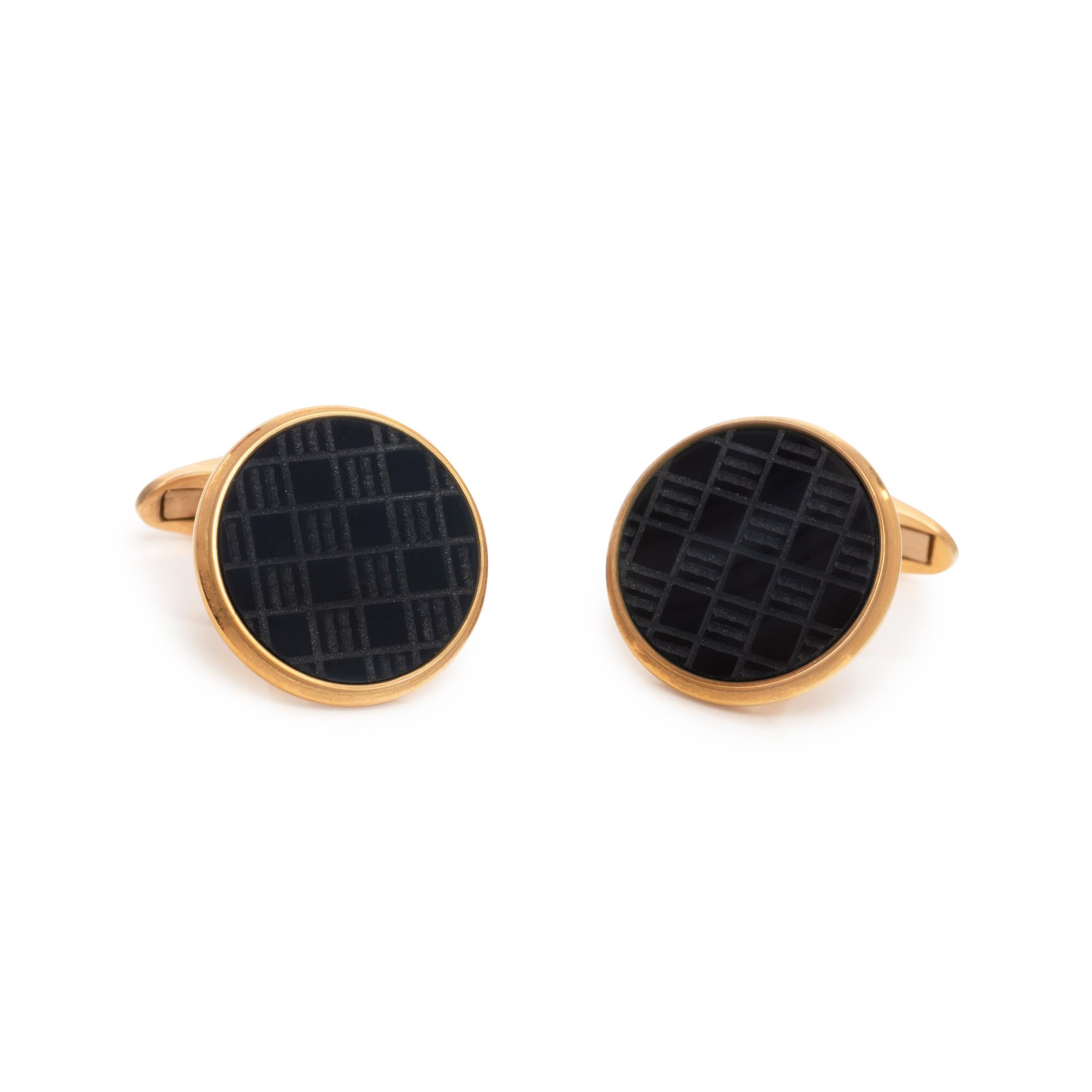 YELLOW GOLD AND BLACK HARDSTONE CUFFLINKS