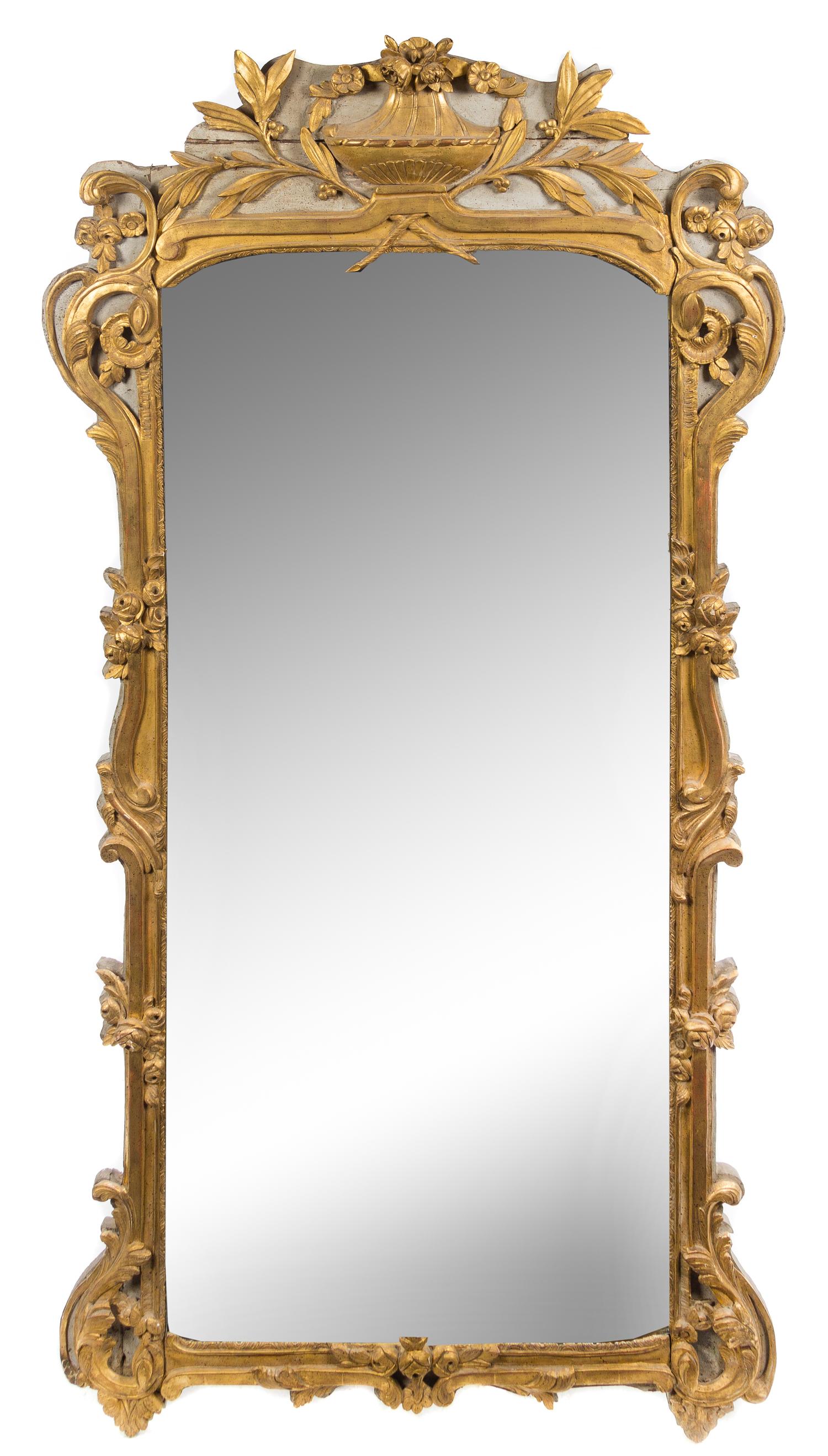 A Louis XVI Painted and Gilt Pier Mirror — LATE 18TH CENTURY