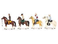 Four Vintage Hartland Plastic Film Cowboy Figures
