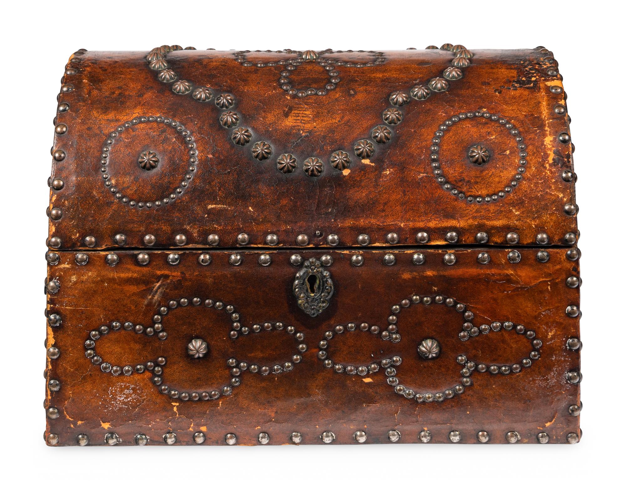 A Leather-Clad and Nailhead-Decorated Box