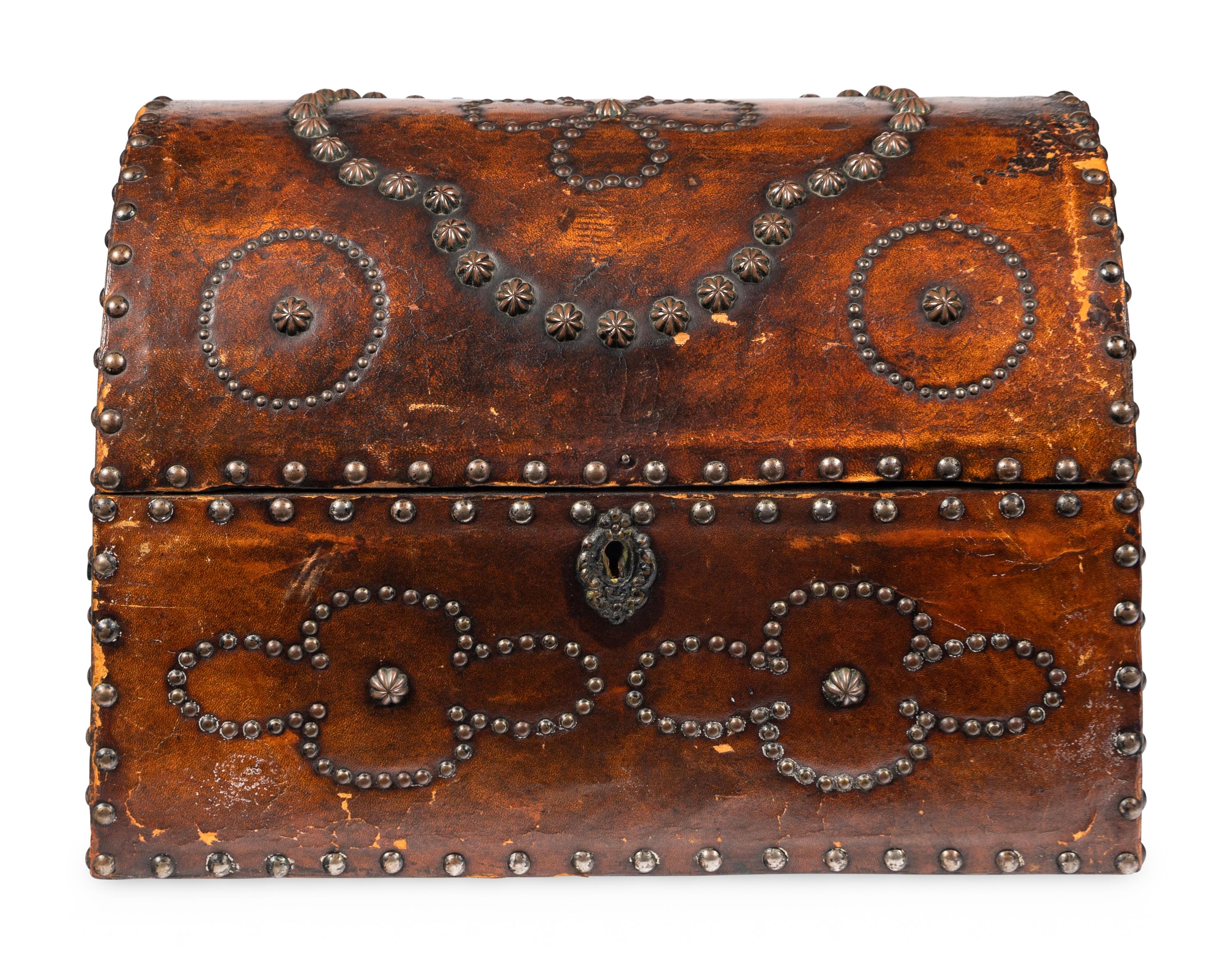 A Leather-Clad and Nailhead-Decorated Box