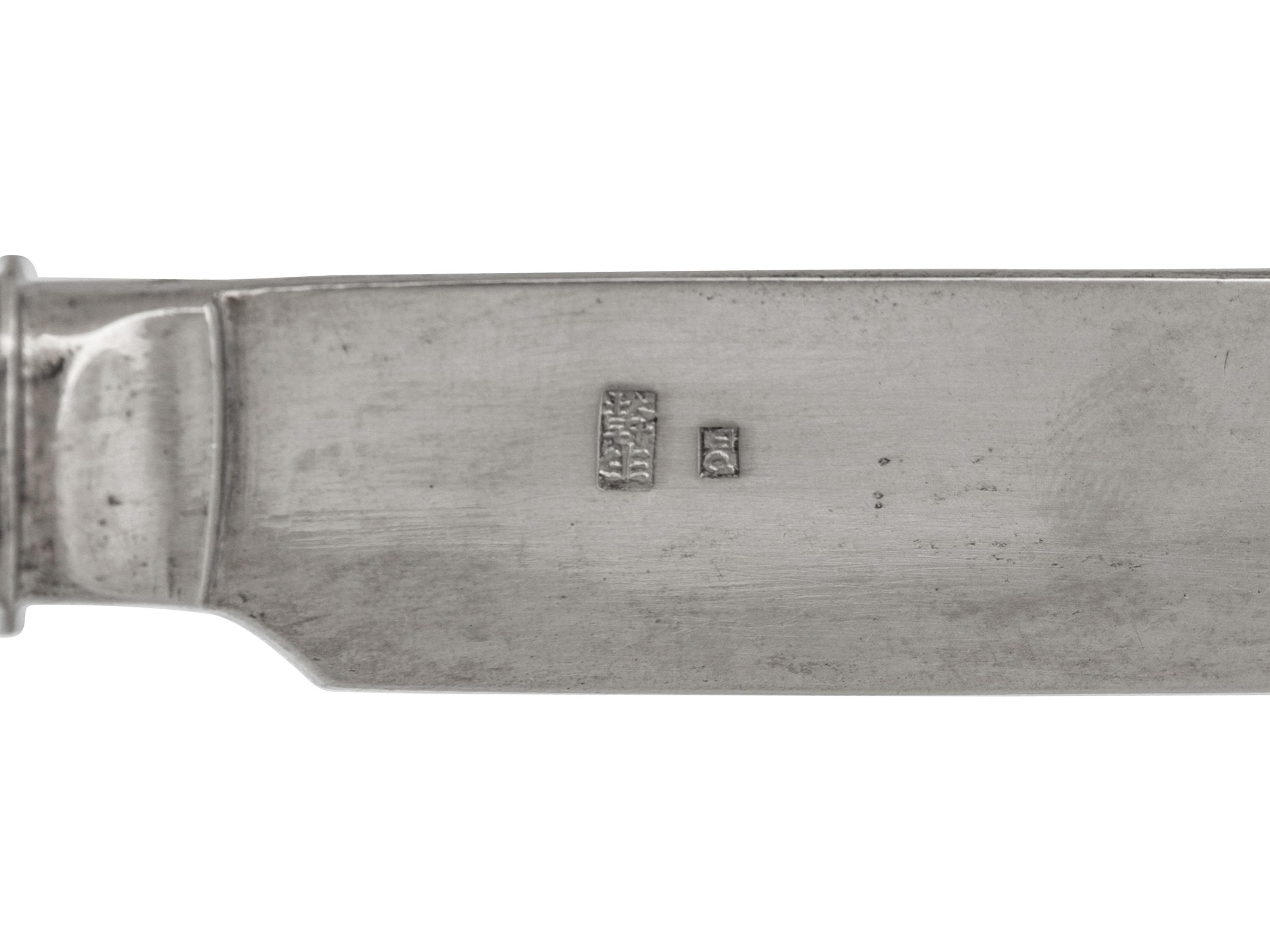 A Set of Six Chinese Export Silver Dessert Knives