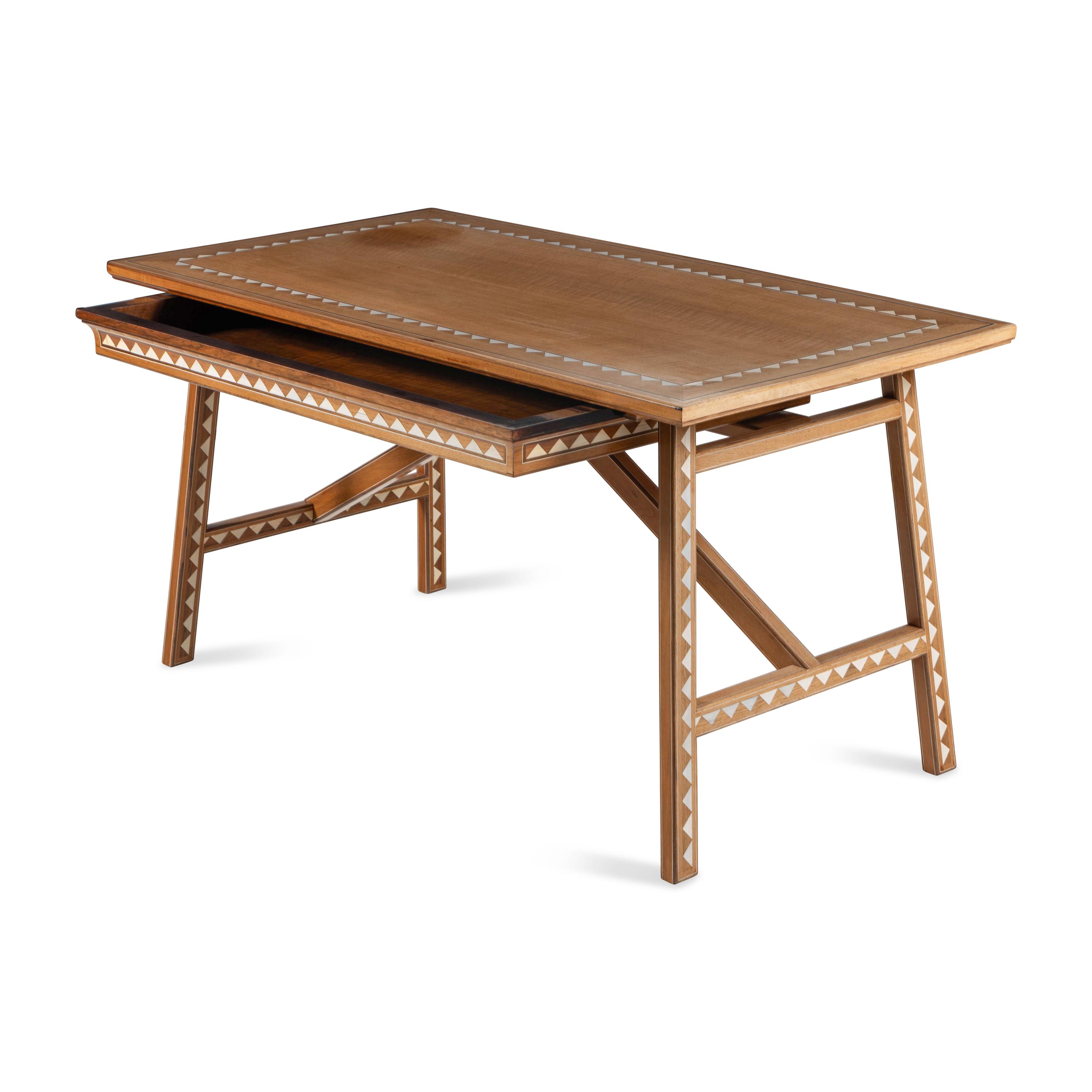 An Art Deco Style Bleached Mahogany and Marquetry Writing Table