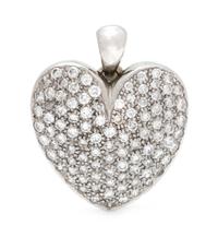 A 14 Karat White Gold and Diamond Heart Motif Pendant, 5.70 dwts.