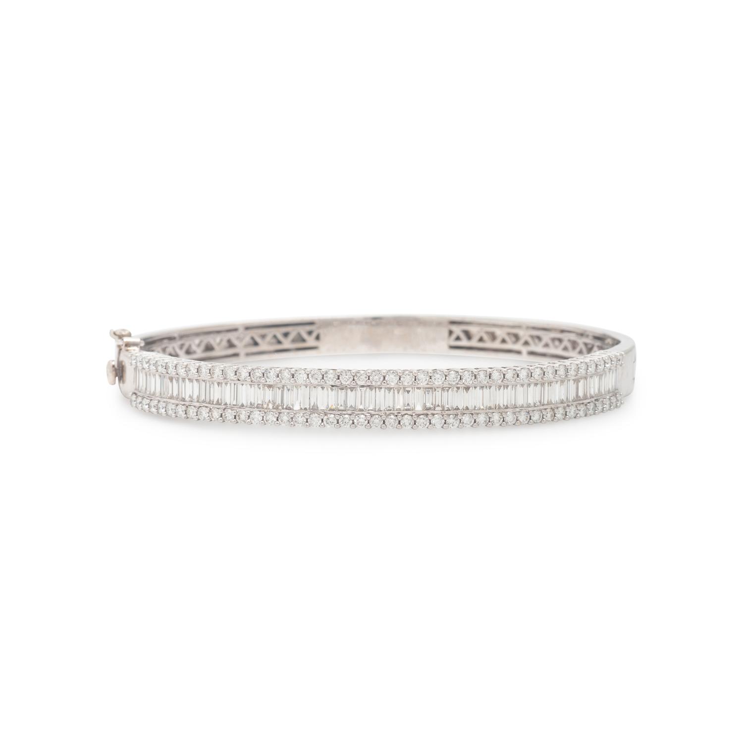 Diamond and White Gold Bangle Bracelet