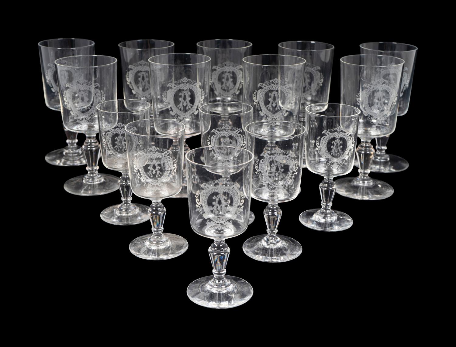 A Continental Molded Glass Part Stemware Service — 20TH CENTURY