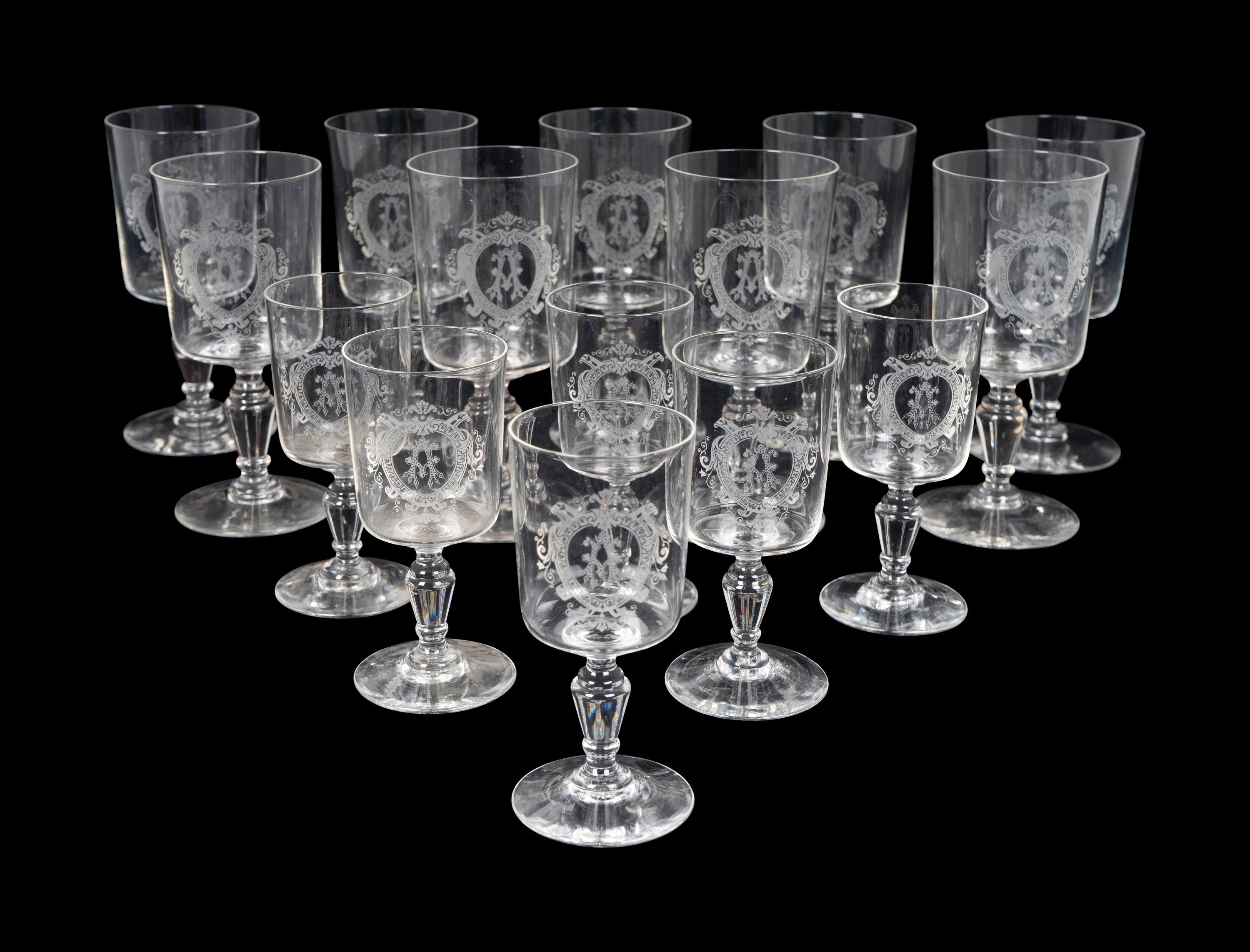 A Continental Molded Glass Part Stemware Service — 20TH CENTURY
