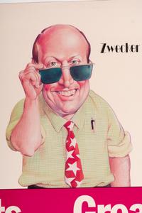 (Cartoon Art) DRUCKER, Mort (1929-2020). Original caricature painting of BILL ZWECKER.