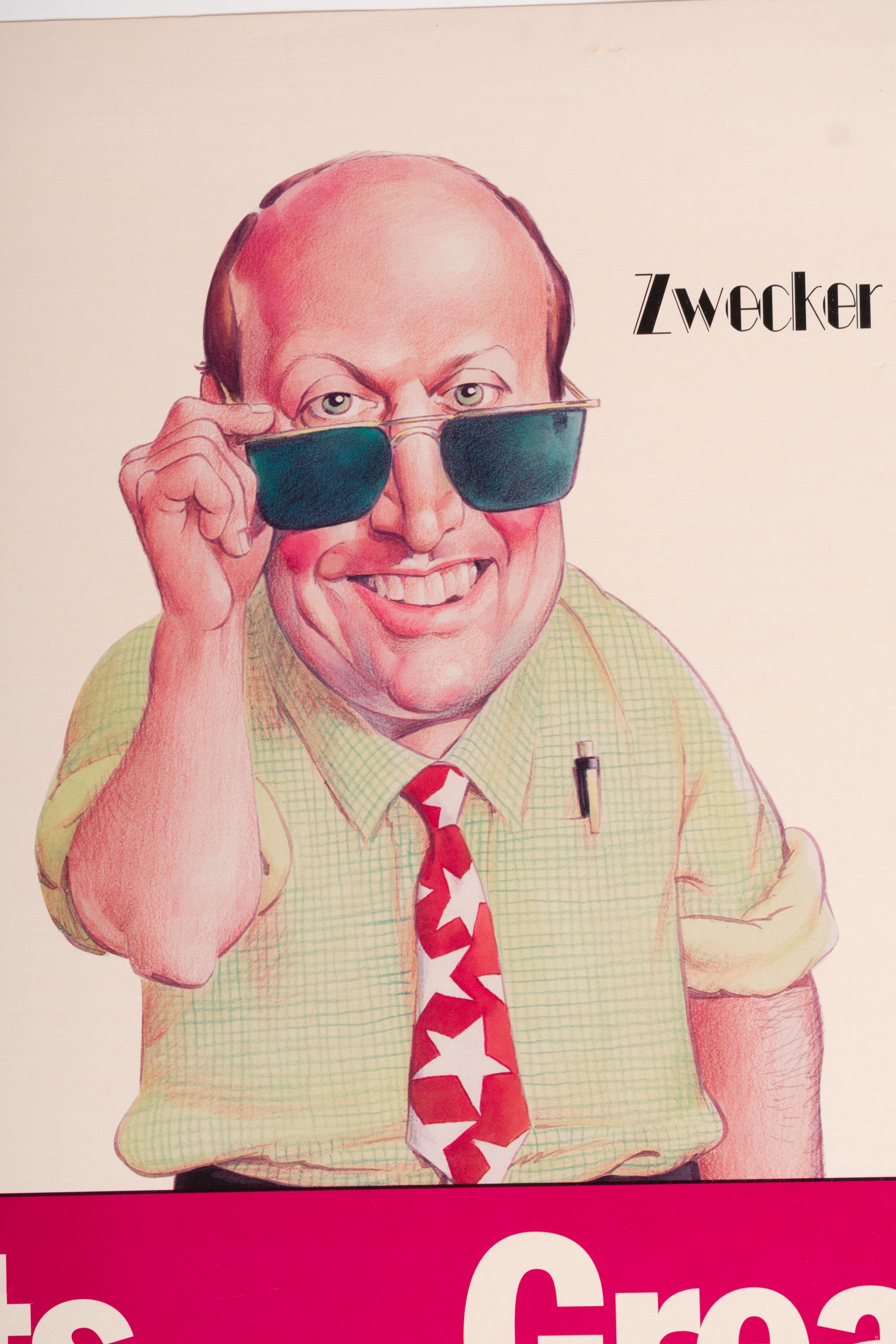 (Cartoon Art) DRUCKER, Mort (1929-2020). Original caricature painting of BILL ZWECKER.