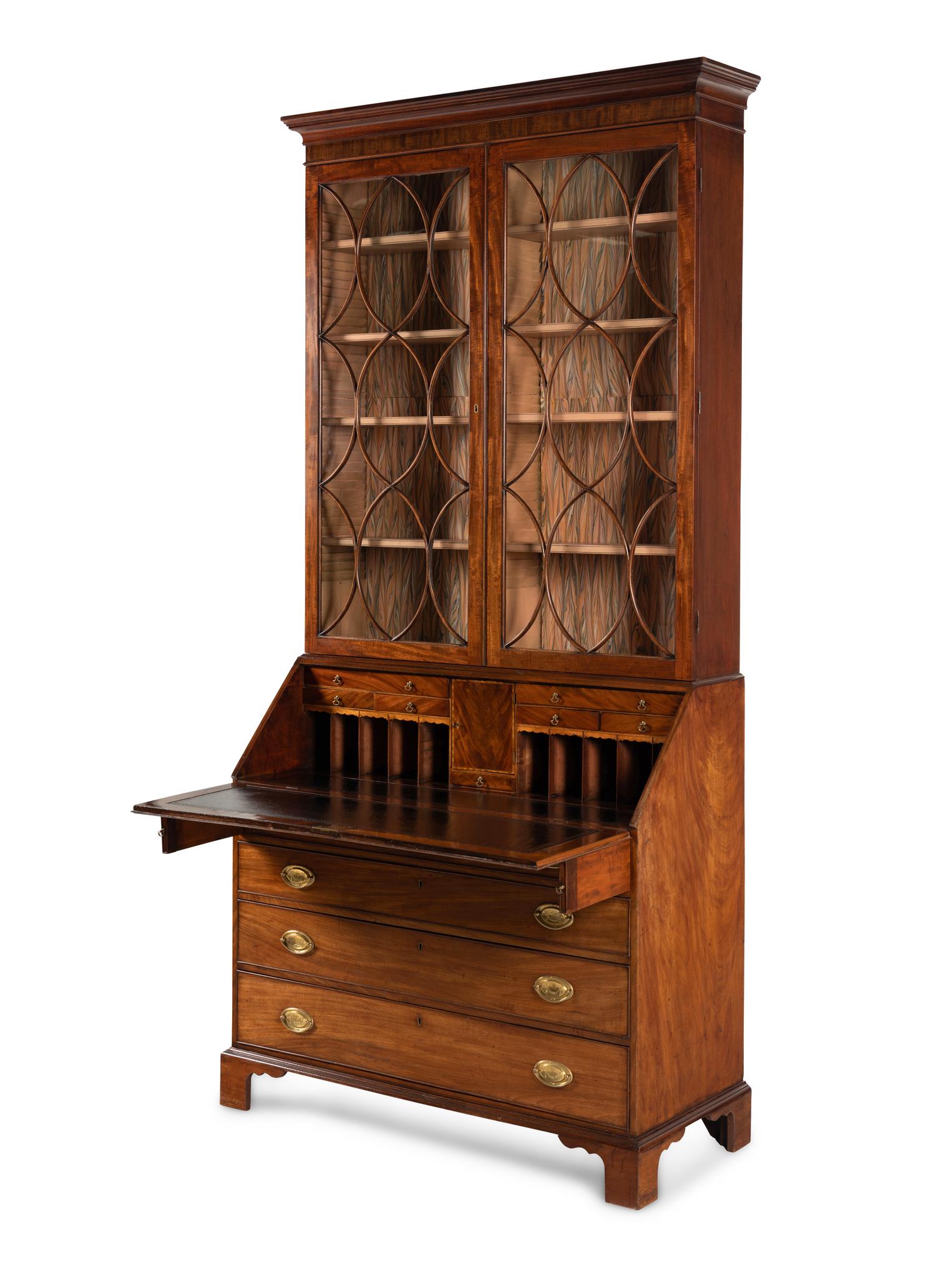 A George III Mahogany Bureau Bookcase