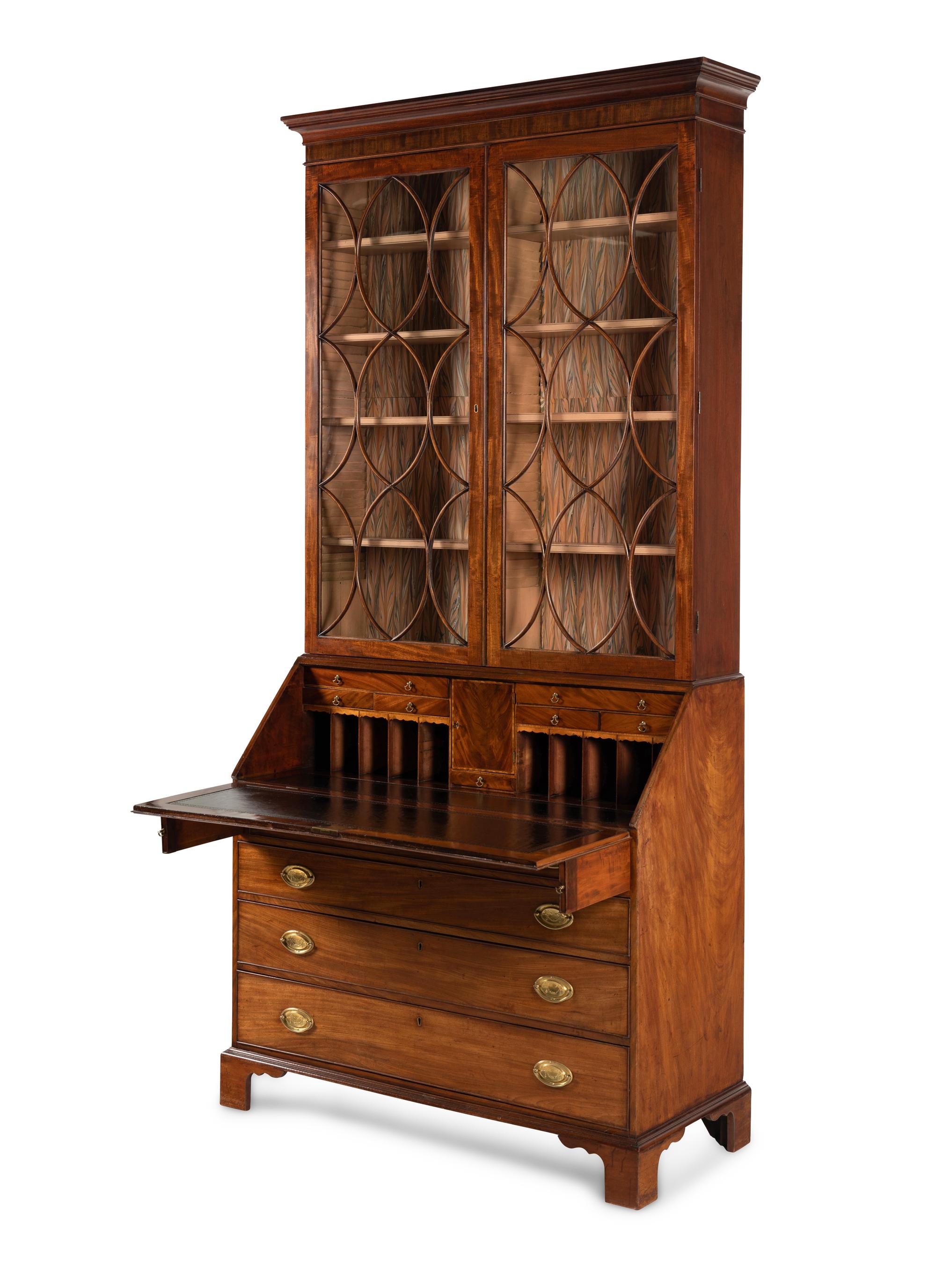 A George III Mahogany Bureau Bookcase