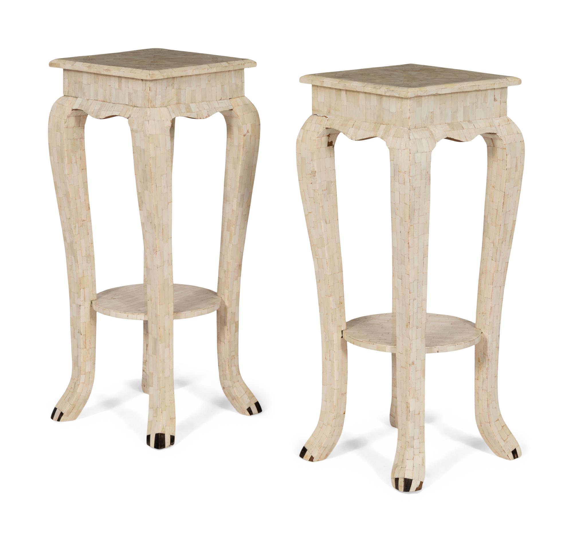 A Pair of Tessellated Bone Veneered Stands