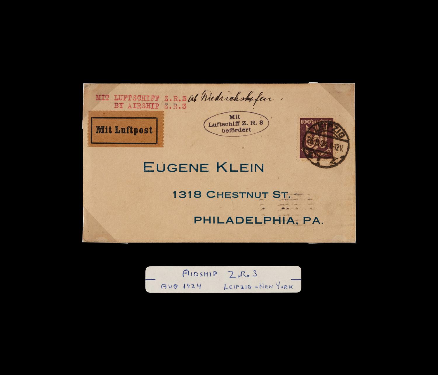 [FLIGHT COVER] Germany. 1924, October 12, U.S. Navy Dirigible ZR-3 [USS Los Angeles] Arrival from Germany (AAMC Z-41)