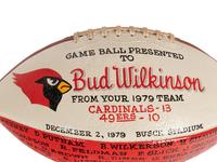 A December 2, 1979 St. Louis Cardinals vs. San Francisco 49ers Game Ball Presented to Coach Bud Wilkinson,
