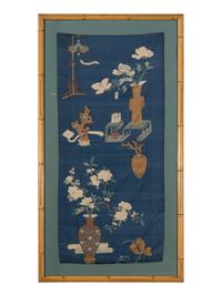 Two Chinese 'Bogu' Silk Panels
