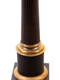 A Pair of Empire Gilt and Patinated Bronze Oil Lamps Converted to Electricity