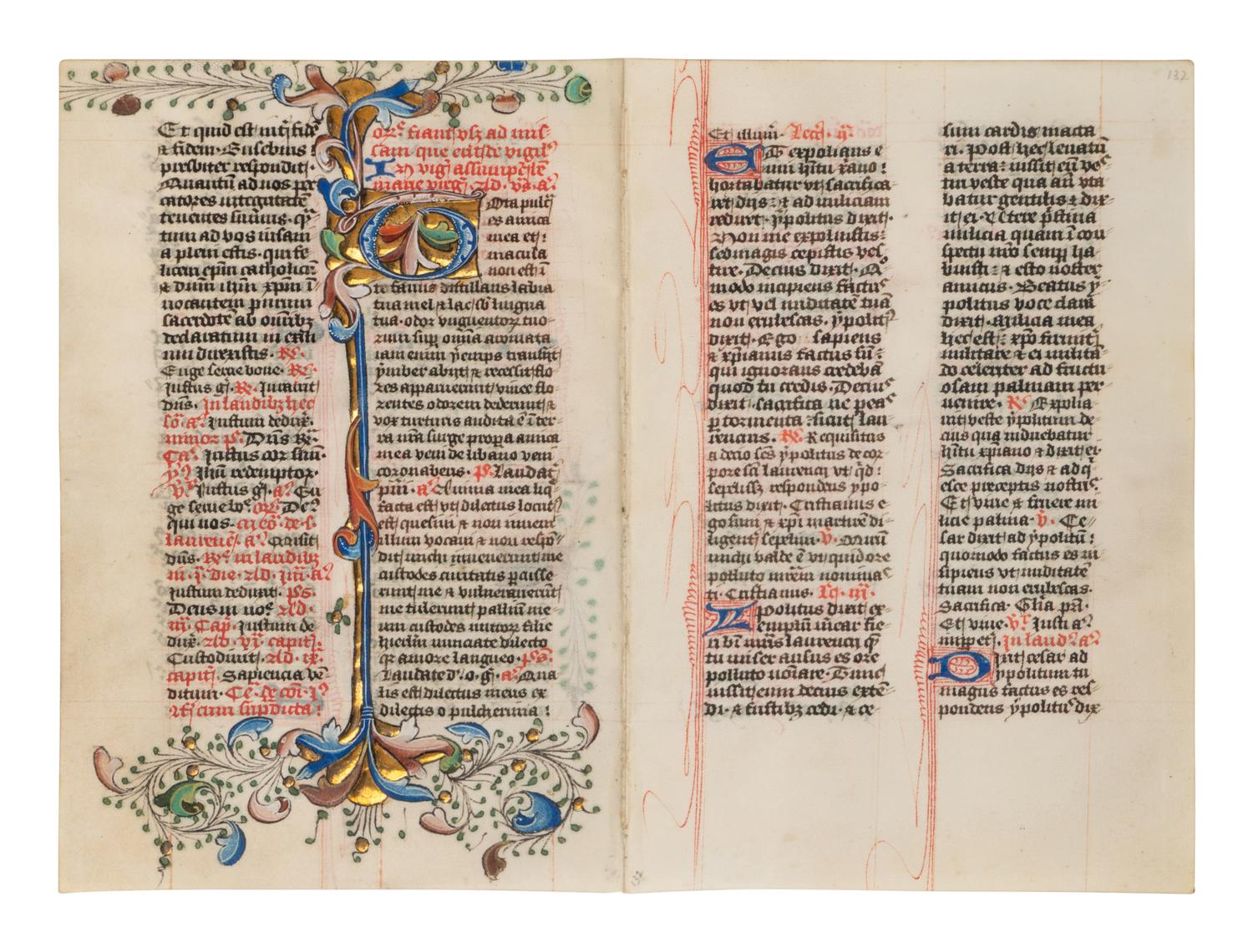 ANONYMOUS ENGLISH ILLUMINATOR A bifolium from a Breviary, in Latin, illuminated manuscript on parchment [England, probably London, c. 1450]