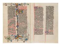 ANONYMOUS ENGLISH ILLUMINATOR A bifolium from a Breviary, in Latin, illuminated manuscript on parchment [England, probably London, c. 1450]
