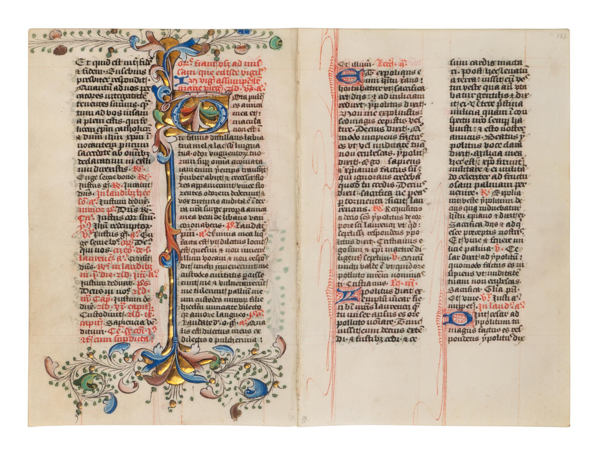 ANONYMOUS ENGLISH ILLUMINATOR A bifolium from a Breviary, in Latin, illuminated manuscript on parchment [England, probably London, c. 1450]