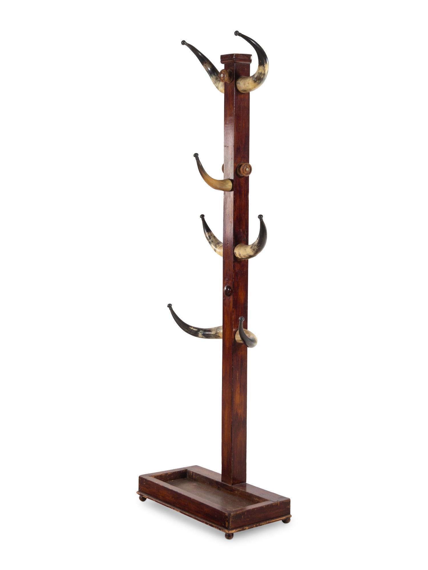 An English Oak and Horn Hall Stand