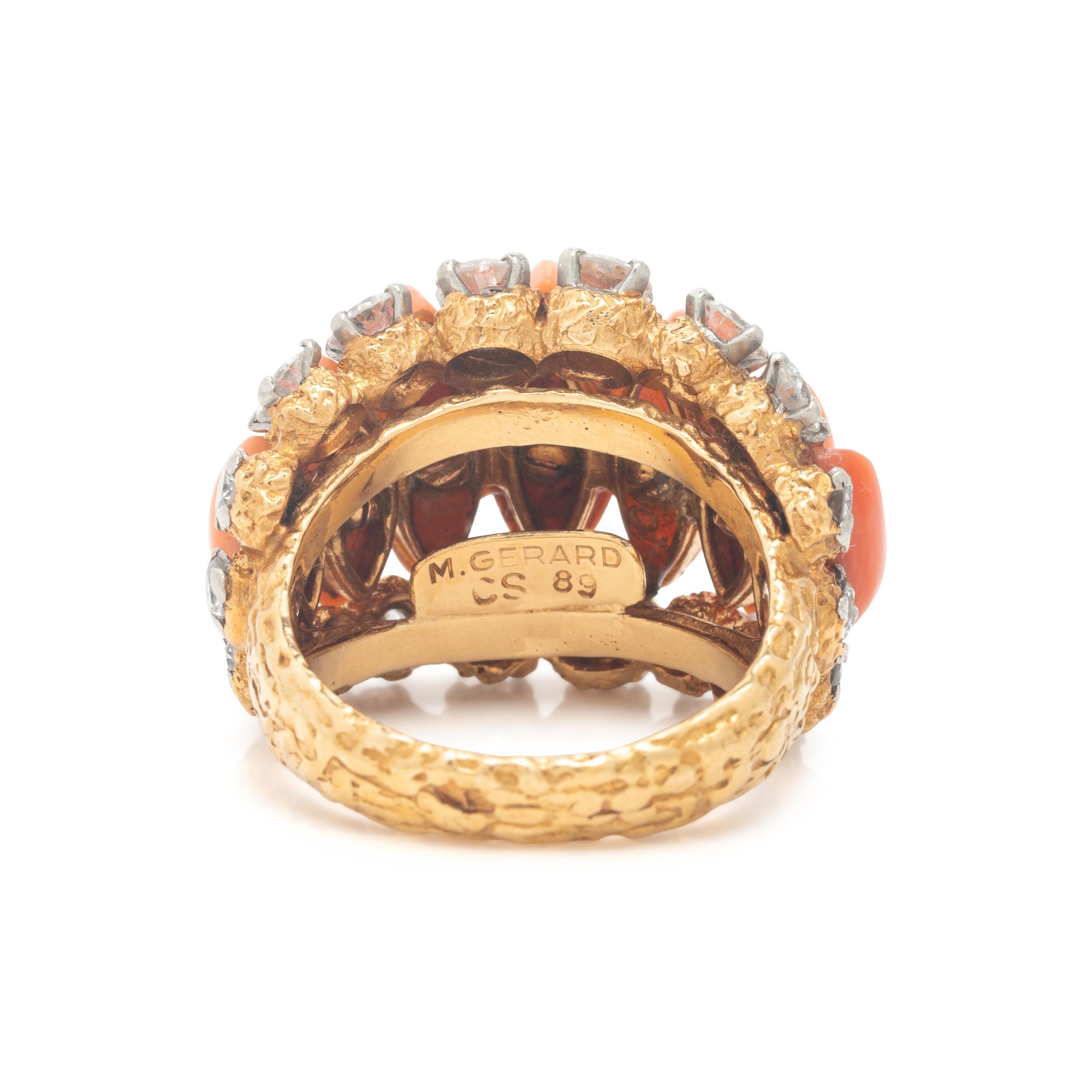 M. Gérard, Coral, Diamond, and Yellow Gold Demi Parure