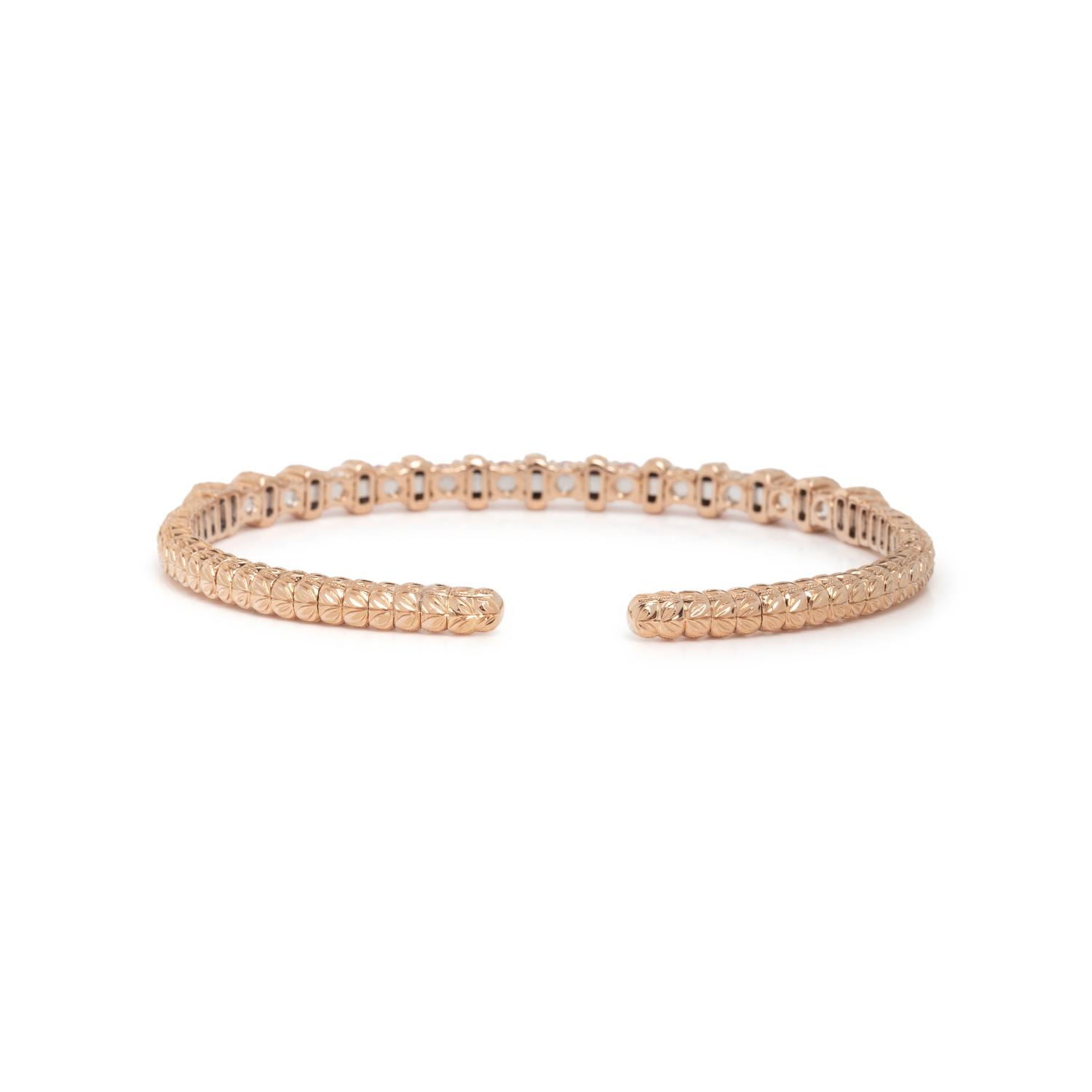 ROSE GOLD, PINK SAPPHIRE AND DIAMOND BANGLE BRACELET