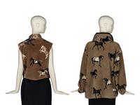 Two Equestrian Motif Fleece Knits and Two Brooches