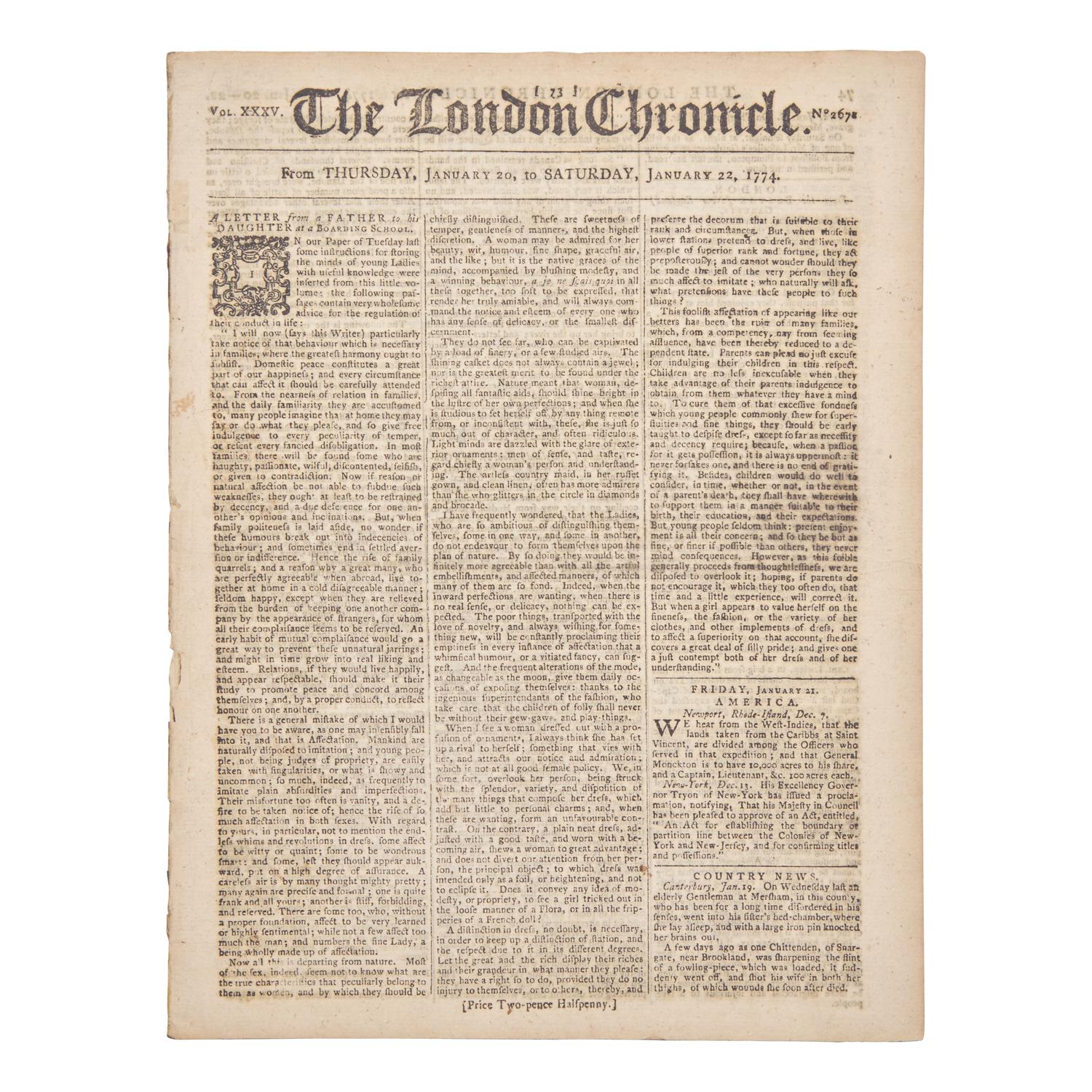 [American Revolution] Early Reports on the Boston Tea Party