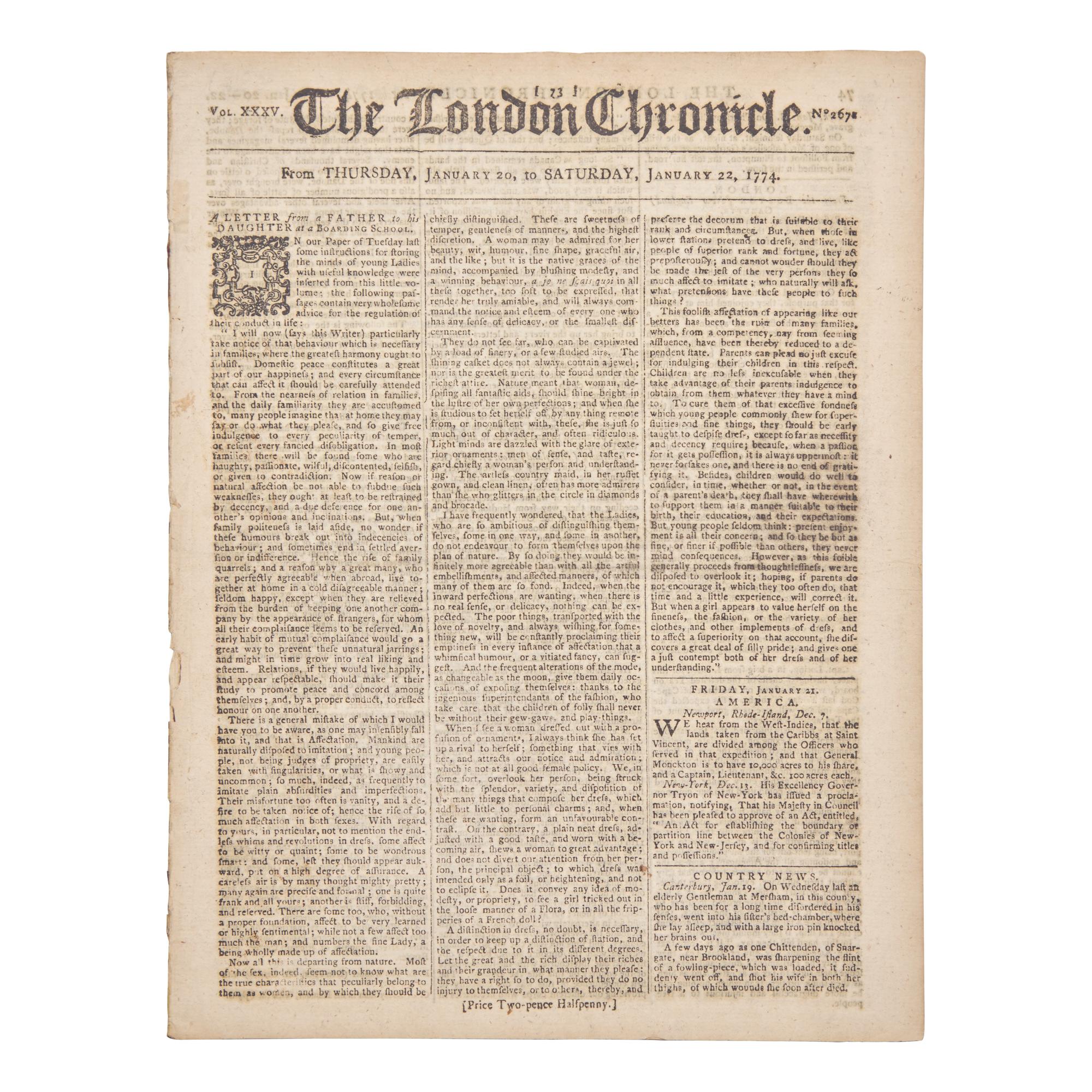 [American Revolution] Early Reports on the Boston Tea Party