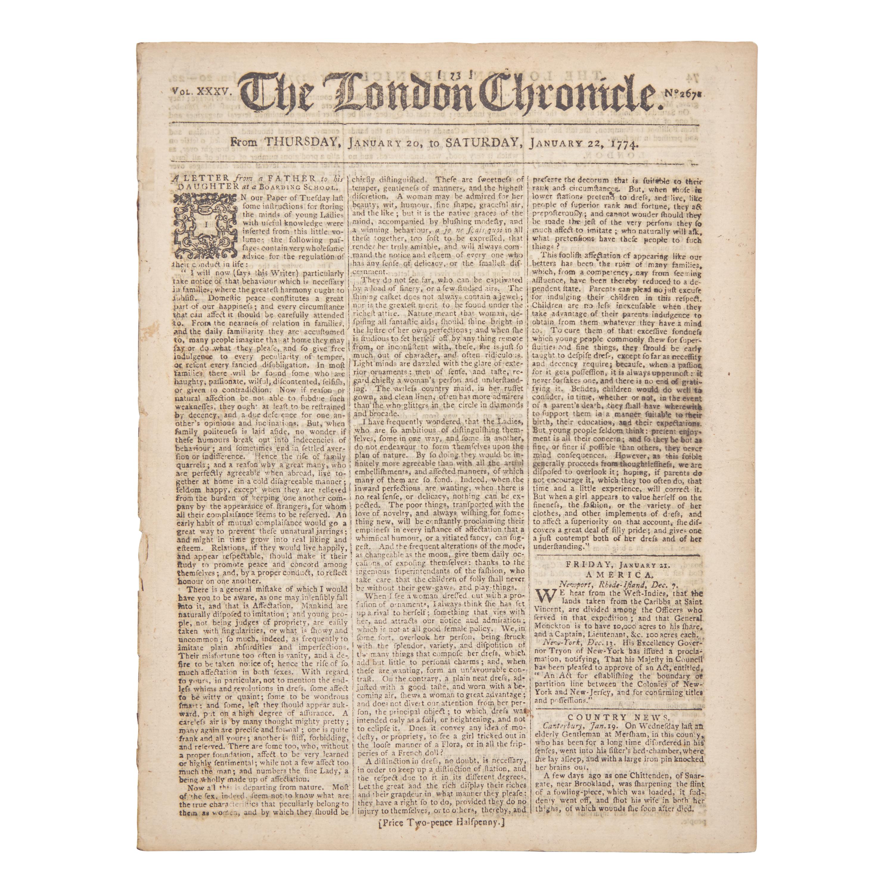 [American Revolution] Early Reports on the Boston Tea Party