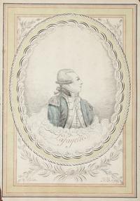 [REVOLUTIONARY WAR]. LAFAYETTE, Marie Joseph Paul Yves Roch Gilbert du Motier, Maquis de (1757-1834). Ink and watercolor portrait of Marquis de Lafayette.